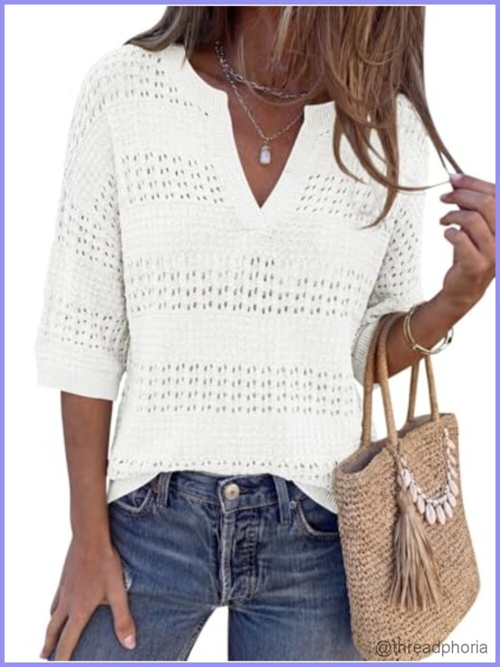 Cotton Crochet Hollow Out Knit Short Sleeve V-Neck Sweater Beach Cover Up